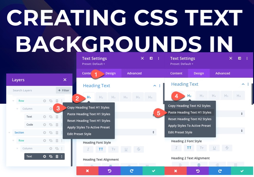tła tekstowe css w divi