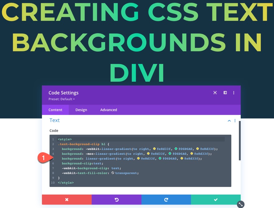 tła tekstowe css w divi