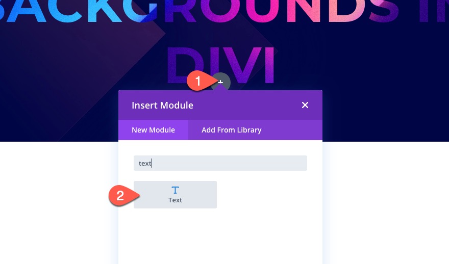 tła tekstowe css w divi