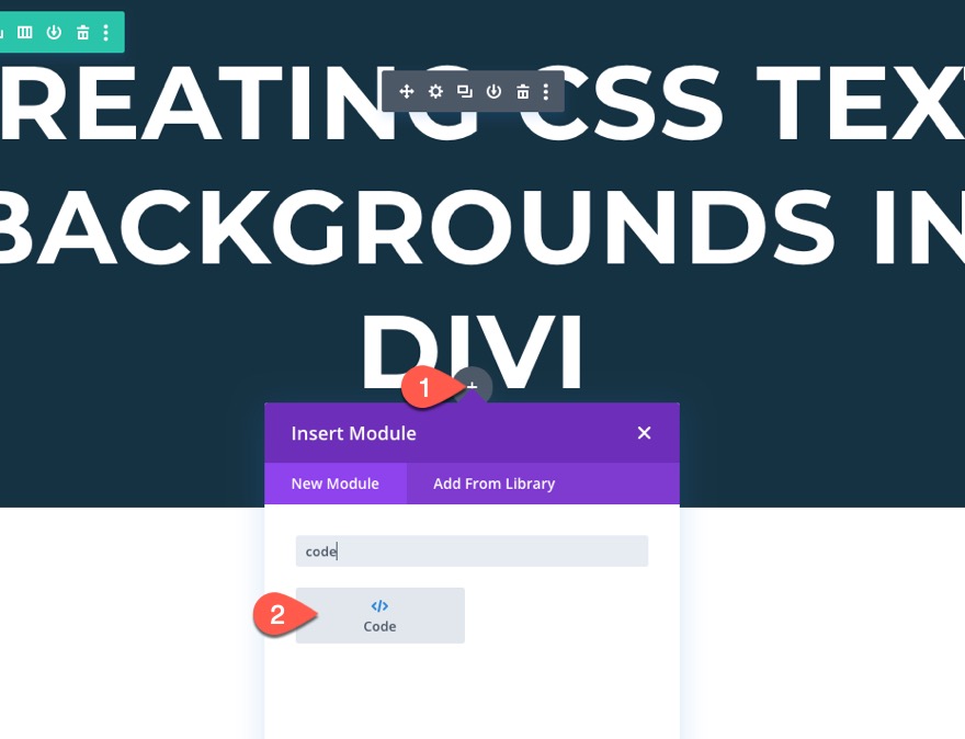 tła tekstowe css w divi