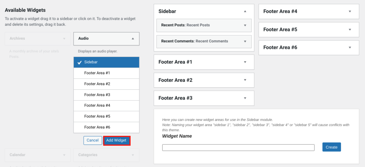 WordPress widget'ı ekleme.