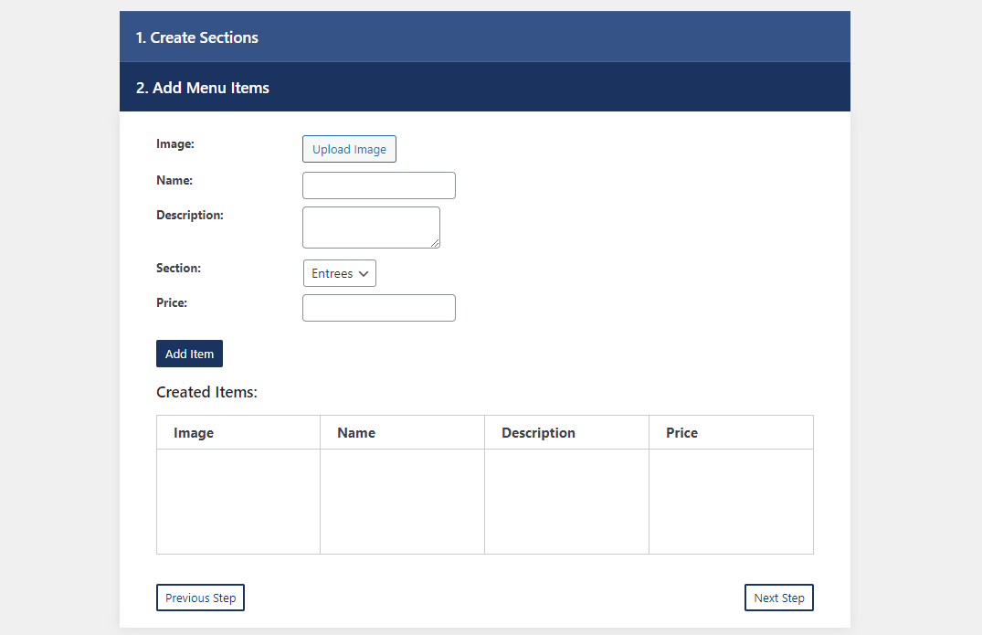 Utilisation du plugin Five Star Restaurant Menu
