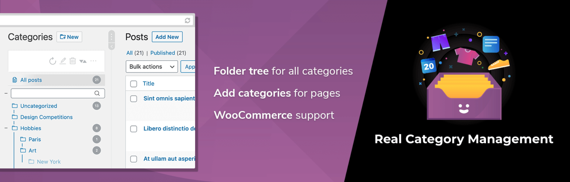 إدارة فئة WordPress الحقيقية: إدارة المحتوى في البرنامج المساعد لمجلدات الفئات.