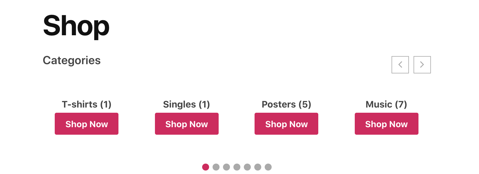 شريط تمرير فئة منتج WooCommerce.