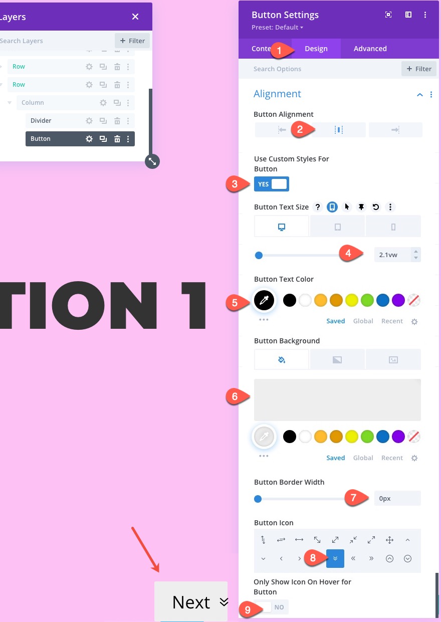 liens de navigation de page collante vers les sections de divi