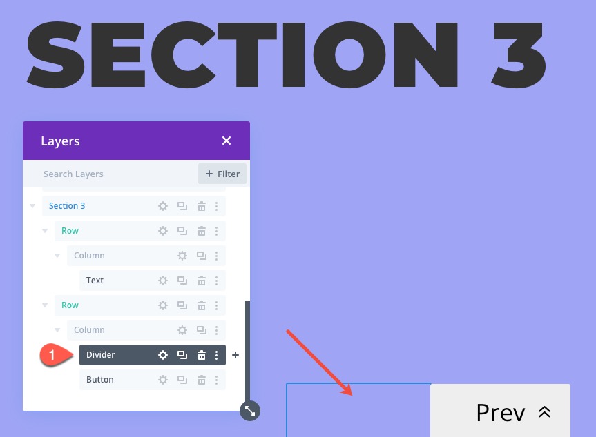 liens de navigation de page collante vers les sections de divi
