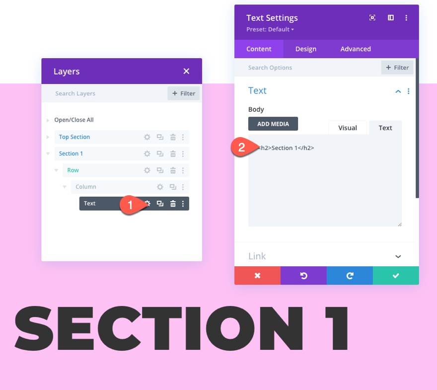 liens de navigation de page collante vers les sections de divi