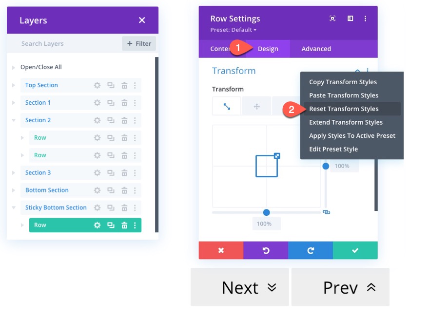liens de navigation de page collante vers les sections de divi