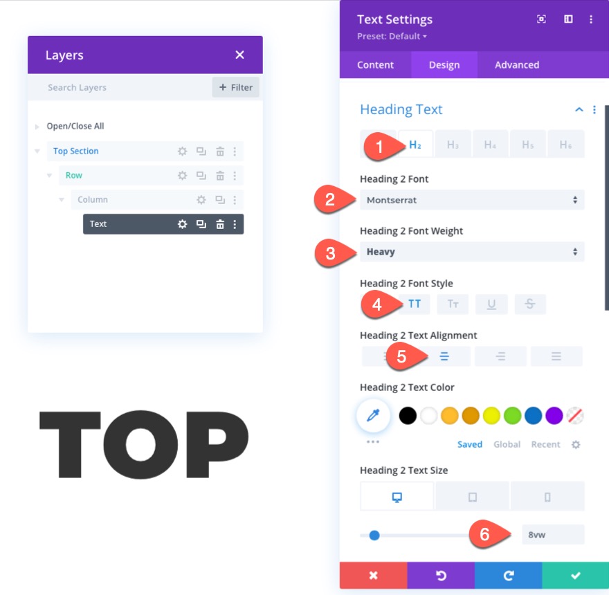 liens de navigation de page collante vers les sections de divi