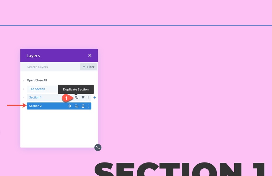 liens de navigation de page collante vers les sections de divi