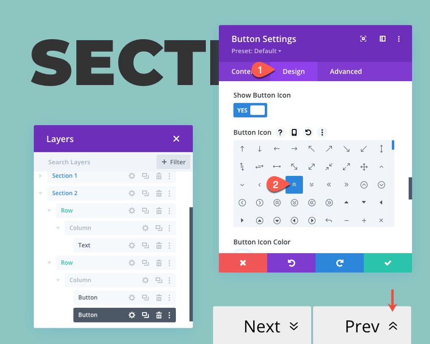 liens de navigation de page collante vers les sections de divi