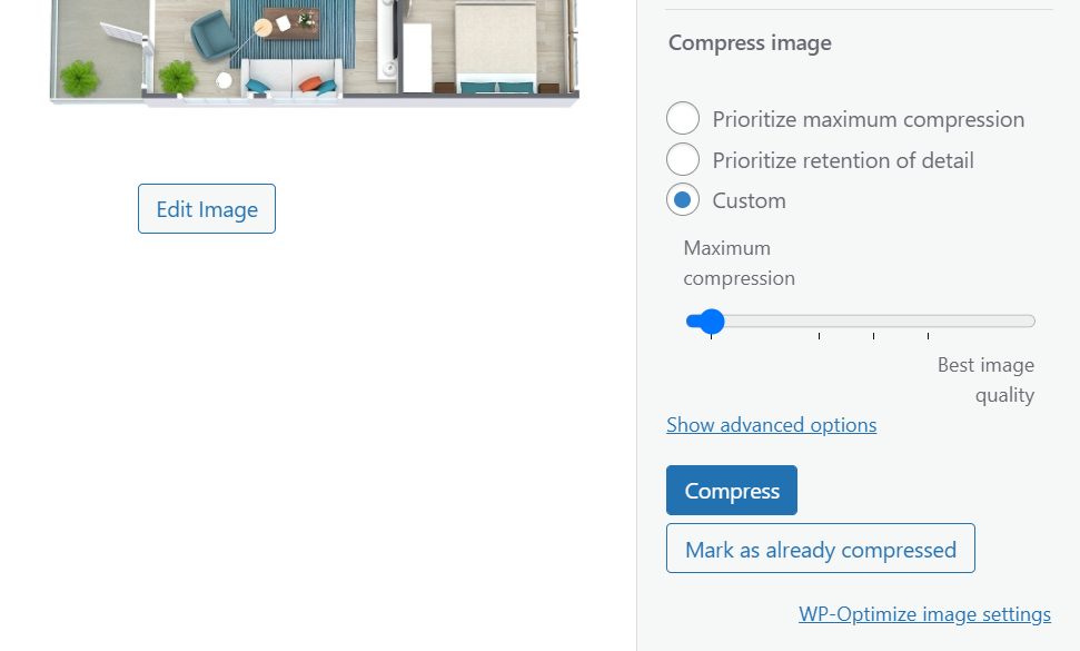 Comprimarea unei imagini utilizând WP-Optimize