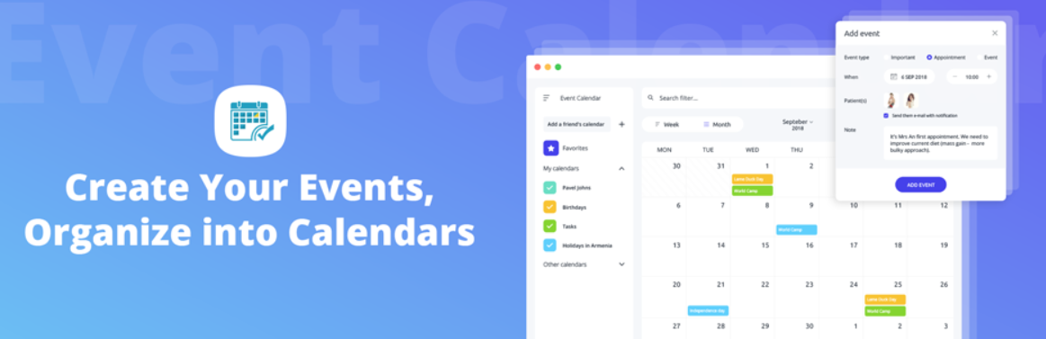 El complemento Event Calendar WD
