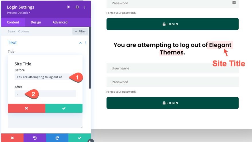 divi modulo di accesso popup con pulsanti di accesso/disconnessione