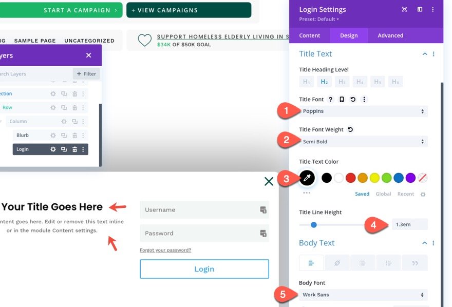 divi modulo di accesso popup con pulsanti di accesso/disconnessione