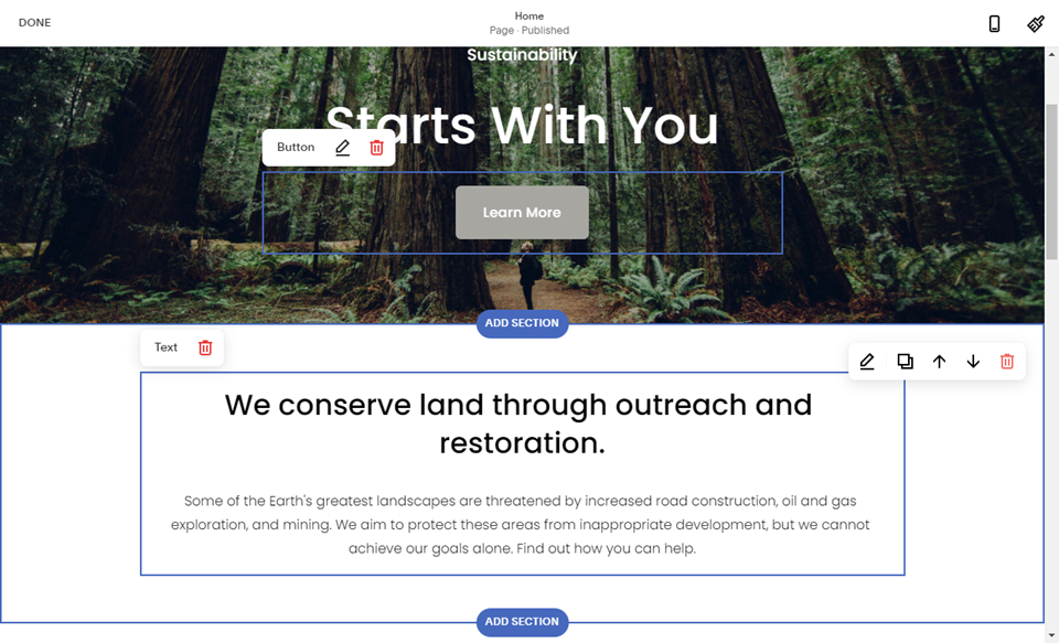 generatore di pagine squarespace