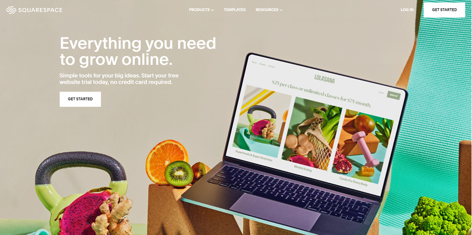 home page di squarespace