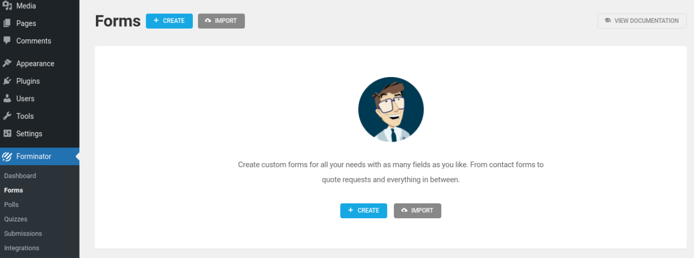 Forminator 插件界面。