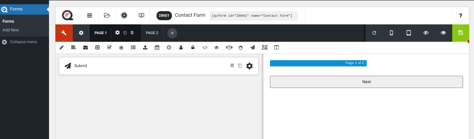 Демонстрация плагина Quform WordPress Form Builder.