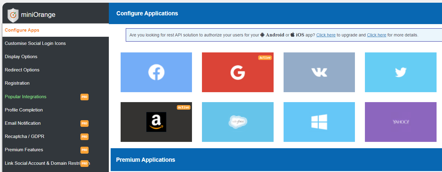Настройка параметров входа в социальную сеть