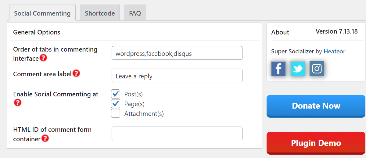 Включение комментирования в социальных сетях в WordPress