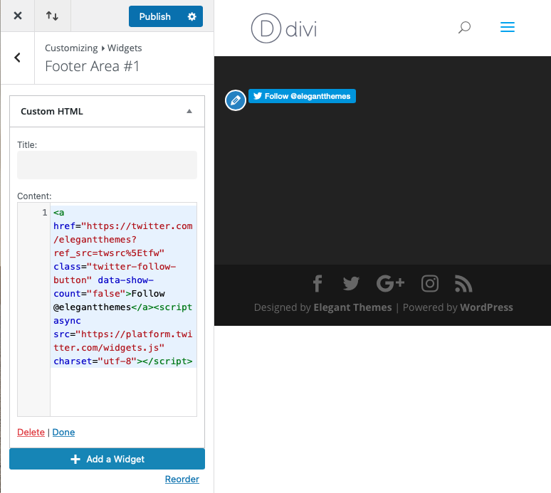 твиттер виджет wordpress