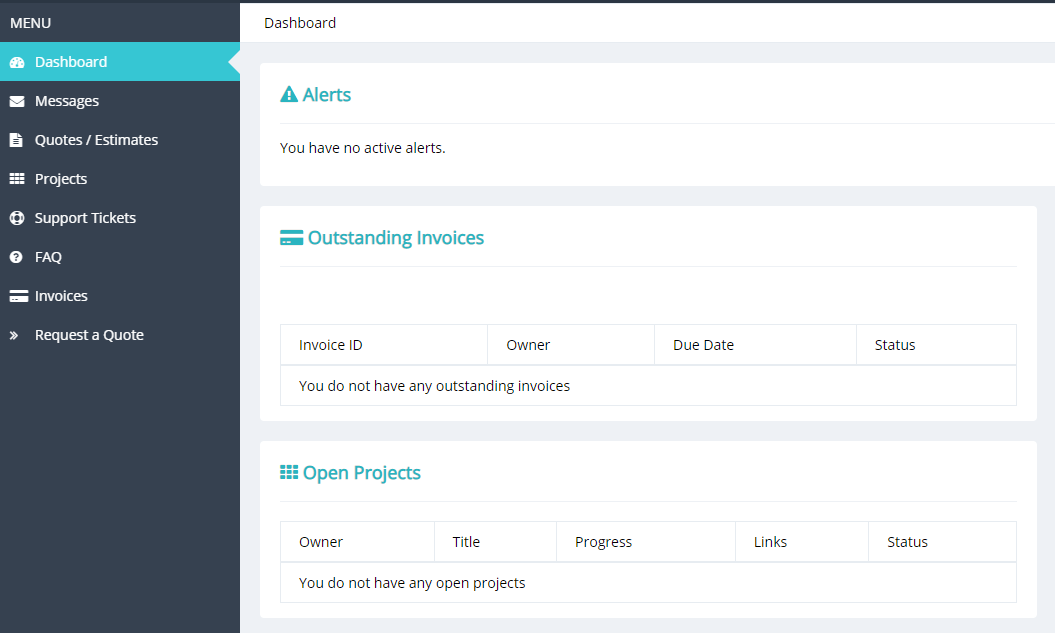 Projectopiaクライアントダッシュボード