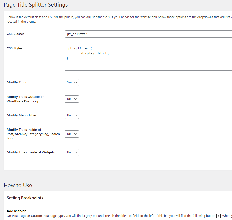 Разделитель заголовков страниц