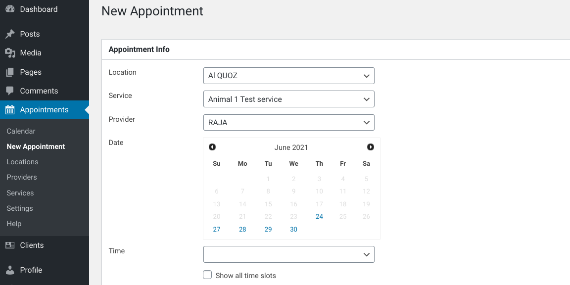 Интерфейс BirchPress Scheduler, одного из лучших плагинов для бронирования WordPress.