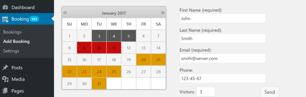 Плагин Booking Calendar для WordPress.