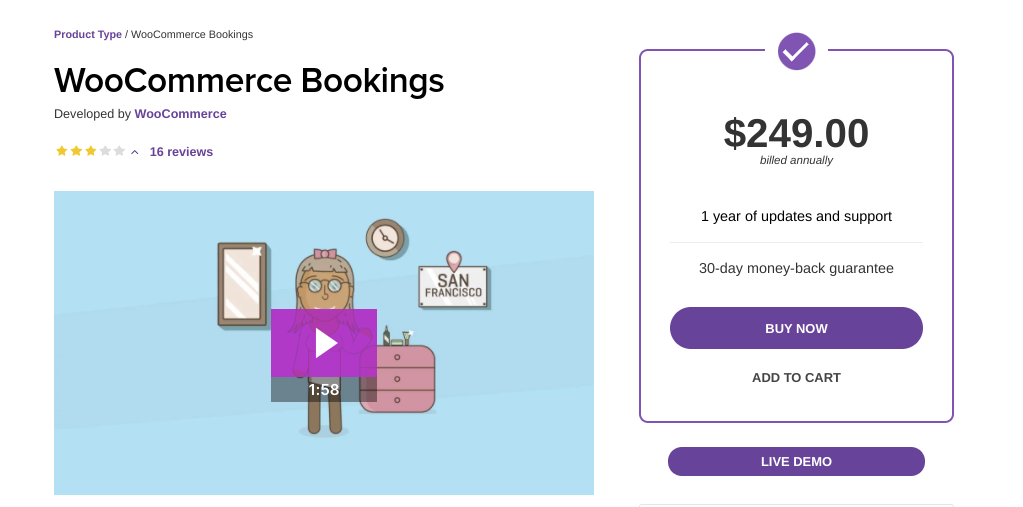 Расширение WooCommerce Bookings.