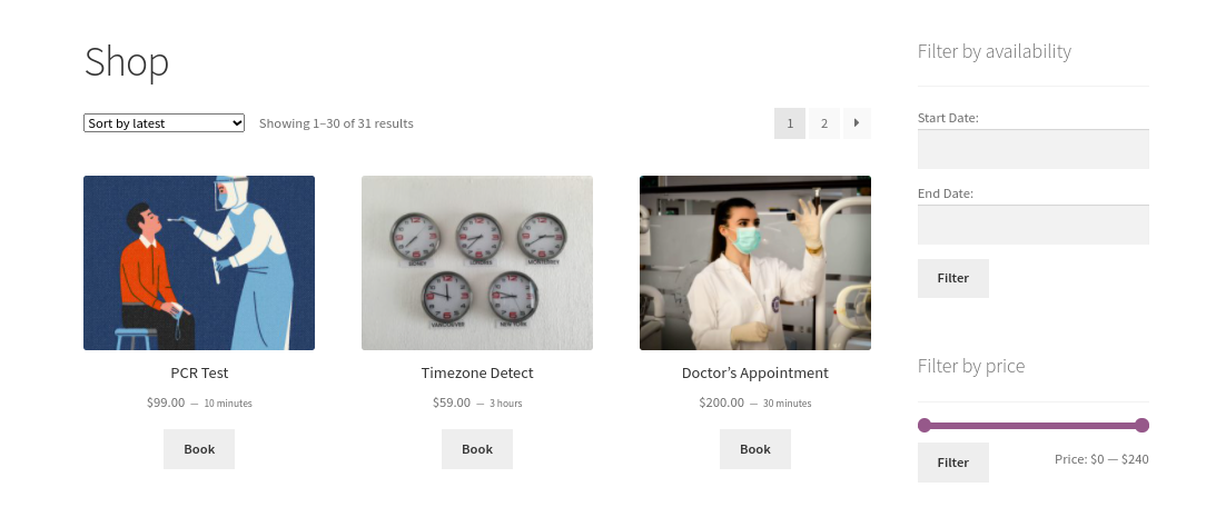 Демонстрация плагина WooCommerce Appointments.