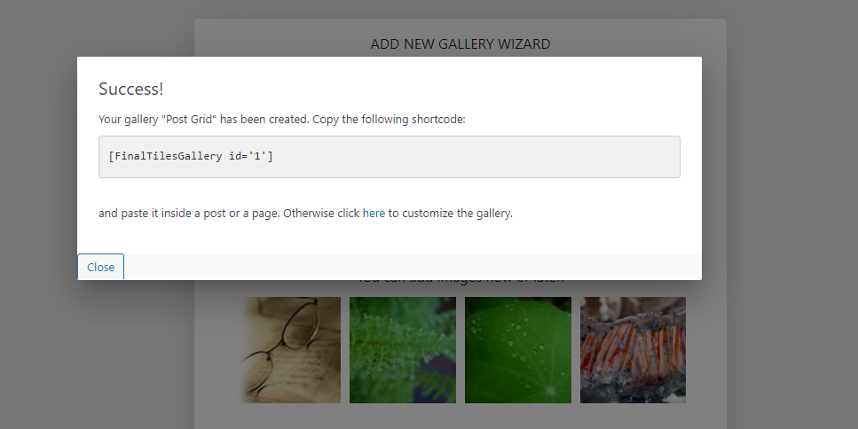 Шорткод почтовой сетки