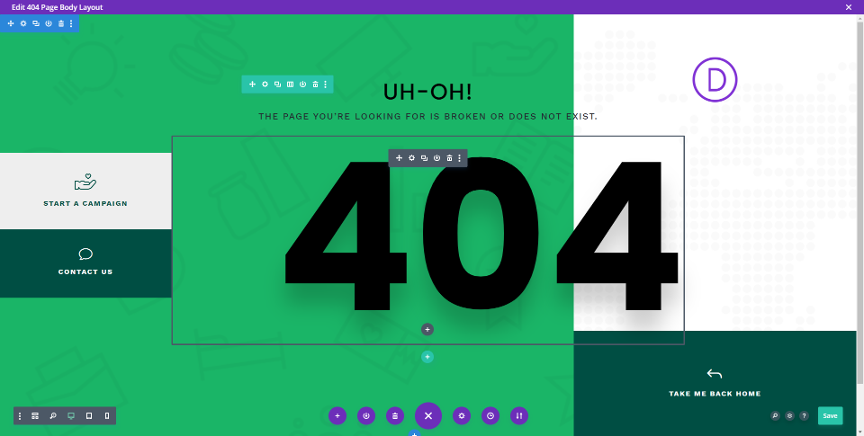 Импорт пользовательской страницы 404 в конструктор тем Divi