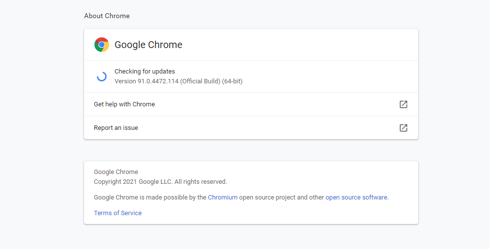 关于 Chrome 屏幕。