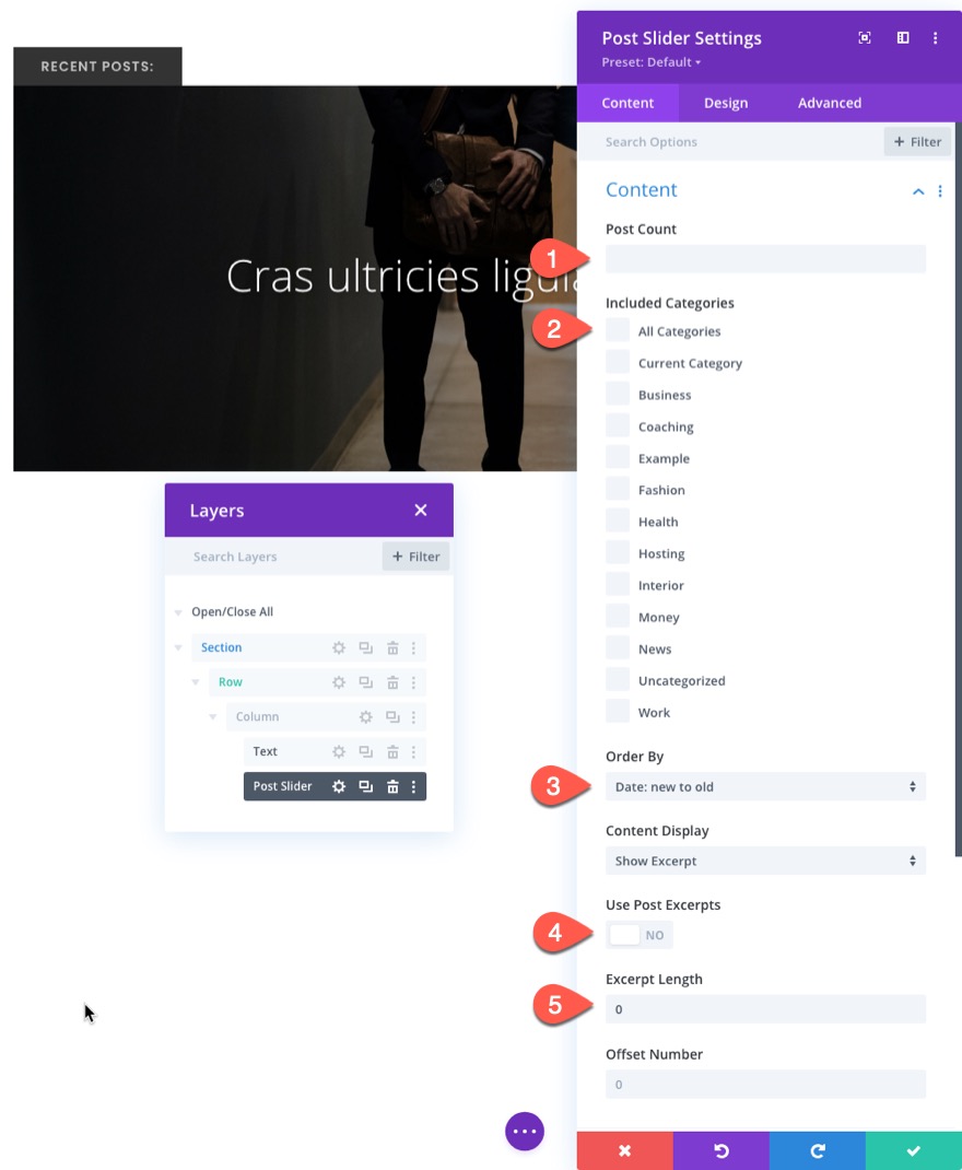 ticker de publication de blog divi