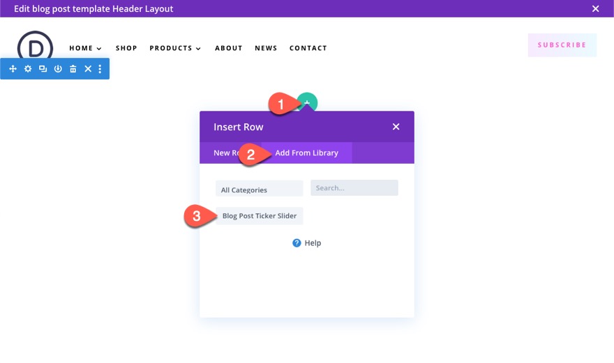 ticker de publication de blog divi