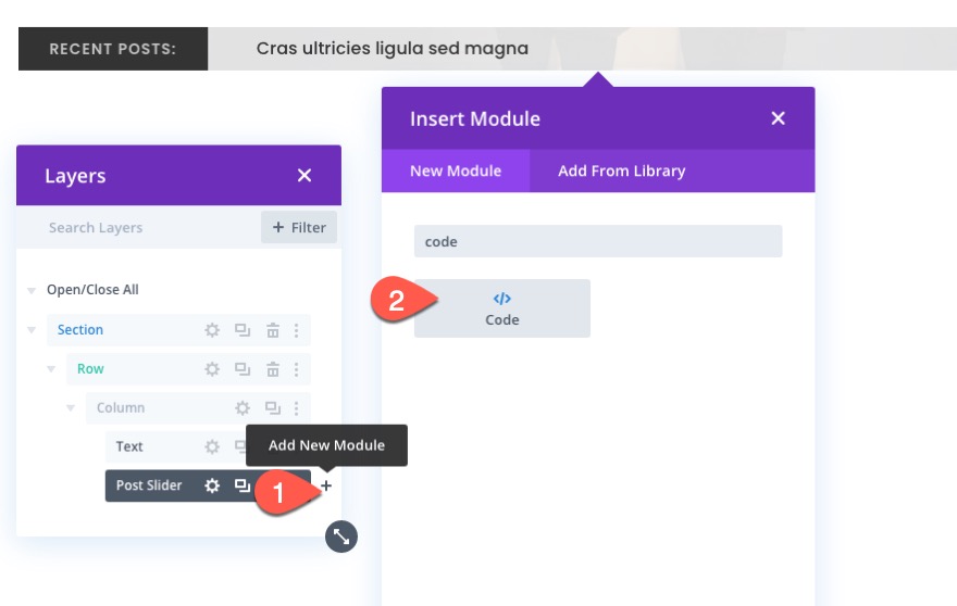 ticker de publication de blog divi