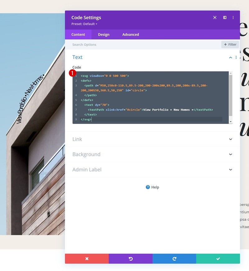 cerc text animație svg