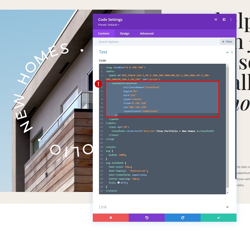 cerc text animație svg