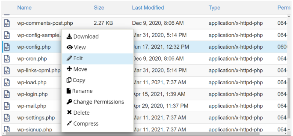 Vérifiez le fichier wp-config