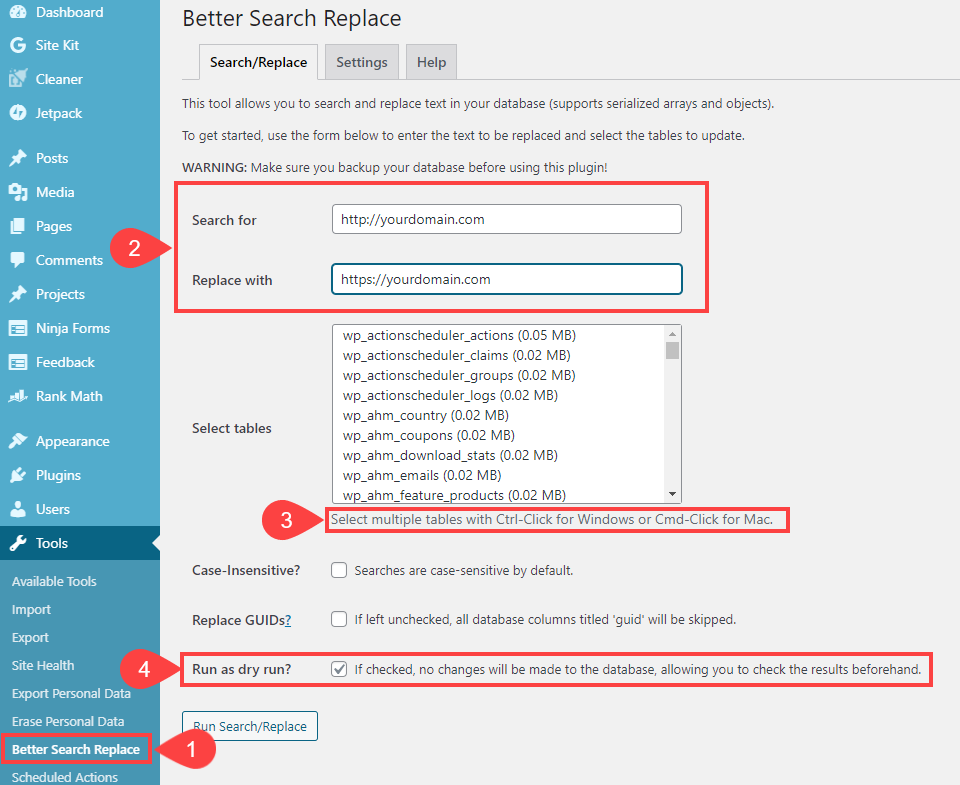 混合コンテンツエラーを修正するための検索と置換