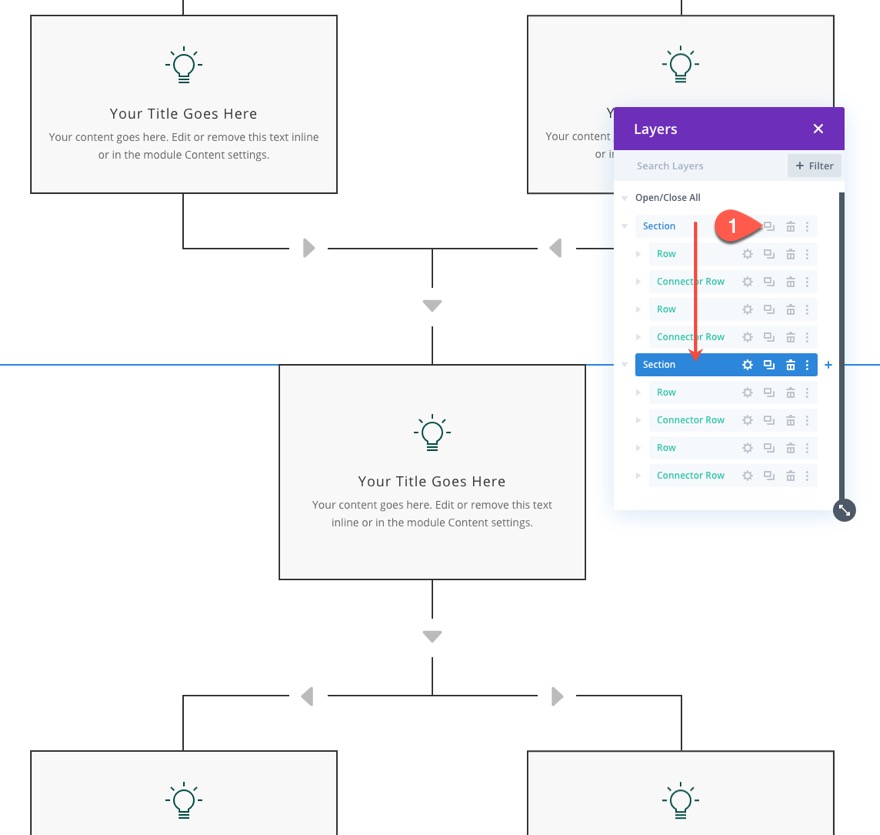 layout del diagramma di flusso divi