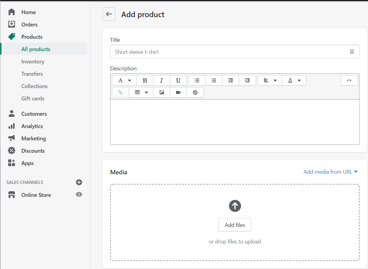 การเพิ่มสินค้าใน Shopify