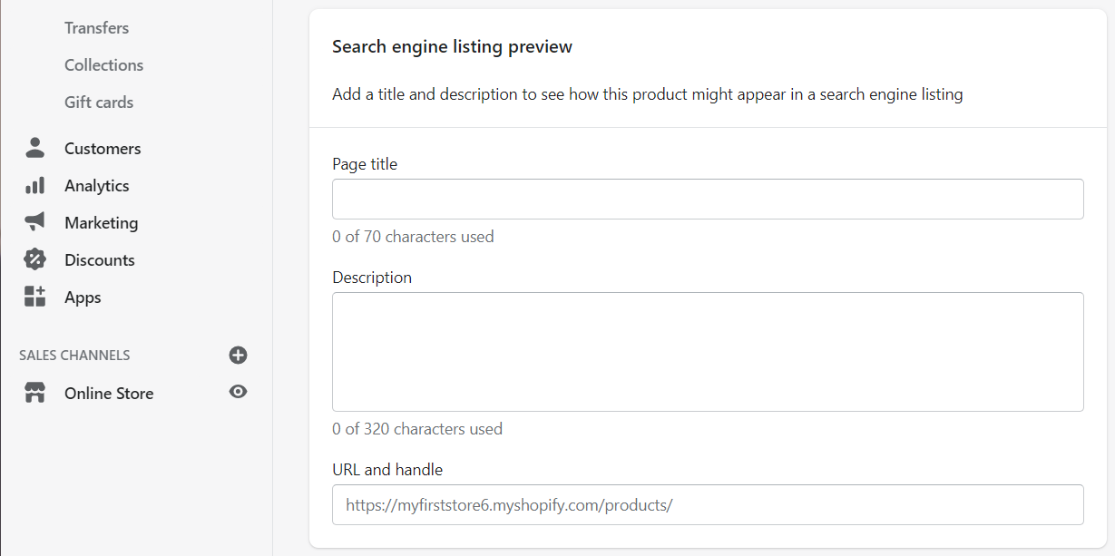 การทำงานกับ SEO ของผลิตภัณฑ์ใน Shopify