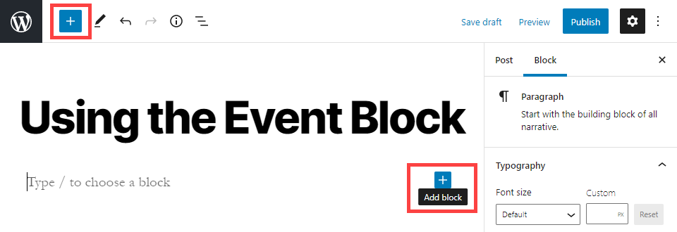 einen neuen Block hinzufügen