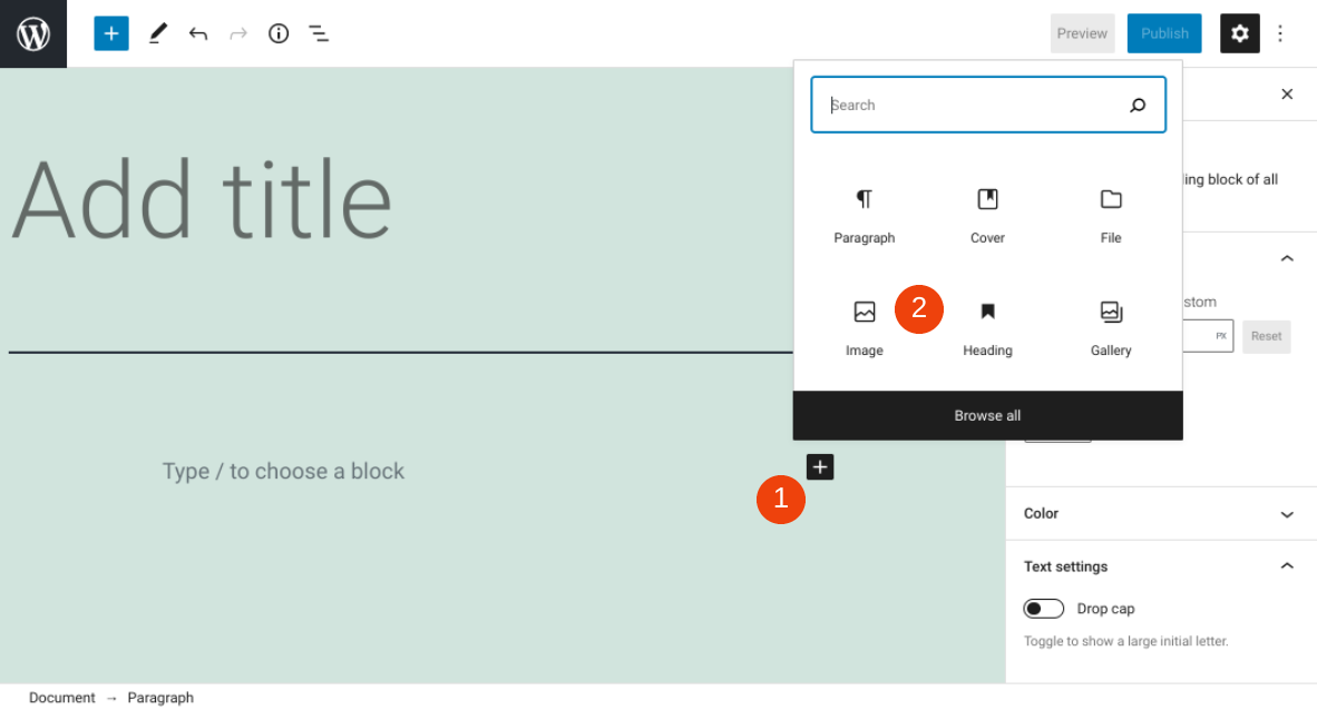 Dodanie bloku obrazu w WordPress.