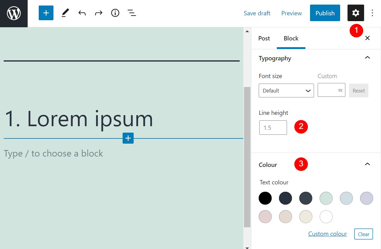 Mengubah ukuran dan warna font untuk blok Header