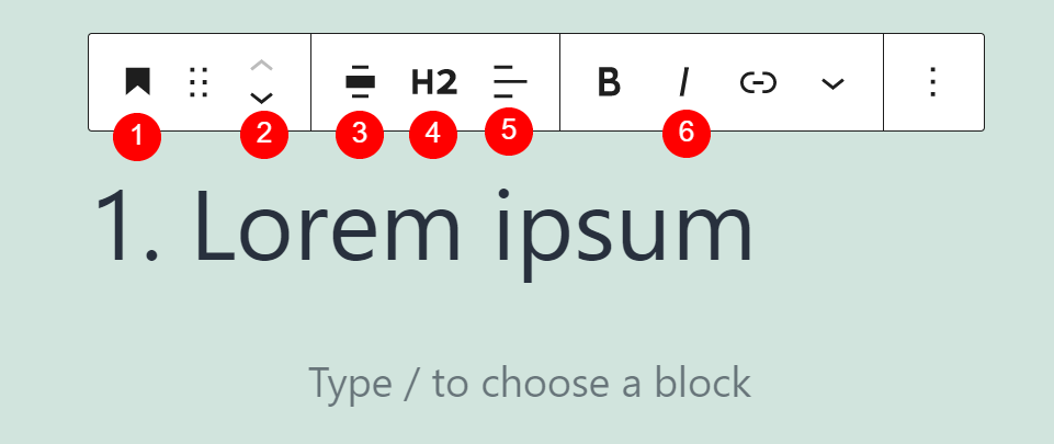 Opsi pemformatan blok Header