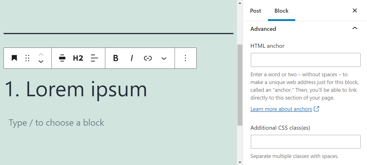 Menambahkan jangkar HTML dan kelas CSS ke header